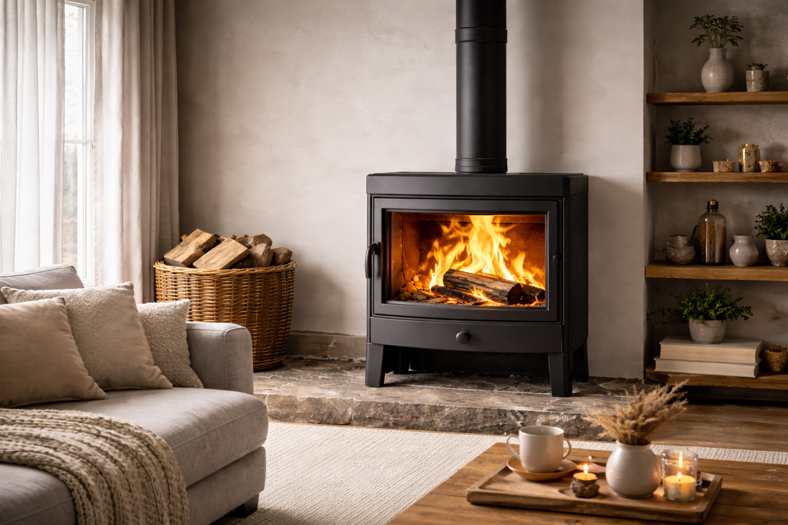 Správně hořící kamna – jasný plamen